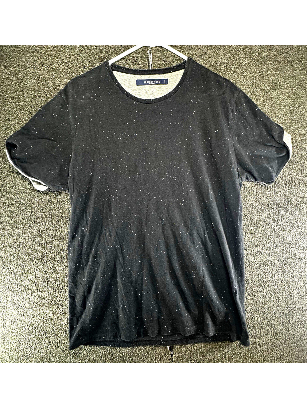 19NINETY:ONE Mens L Black/Gray Speckled Crew Neck Short Sleeve T-Shirt